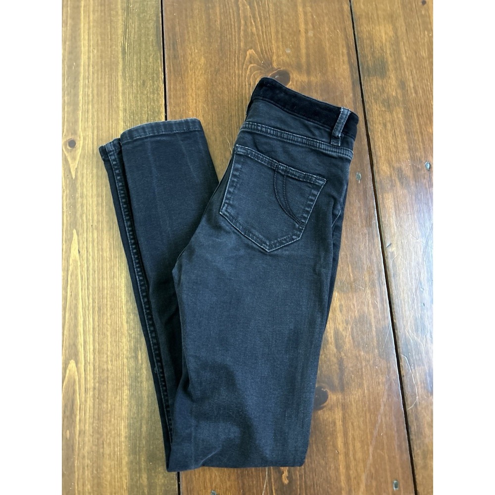 Maje Black Wash High Rise Skinny Jeans Velvet Waist Stretch Size 24 - Picture 8 of 8